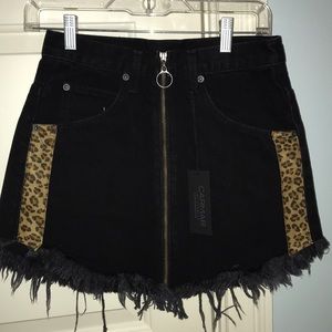 LF Carmar Denim cheetah skirt
